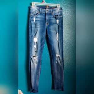 7 FOR ALL MANKIND Womens Size 4 (27) Ankle Skinny Distressed Denim Jeans